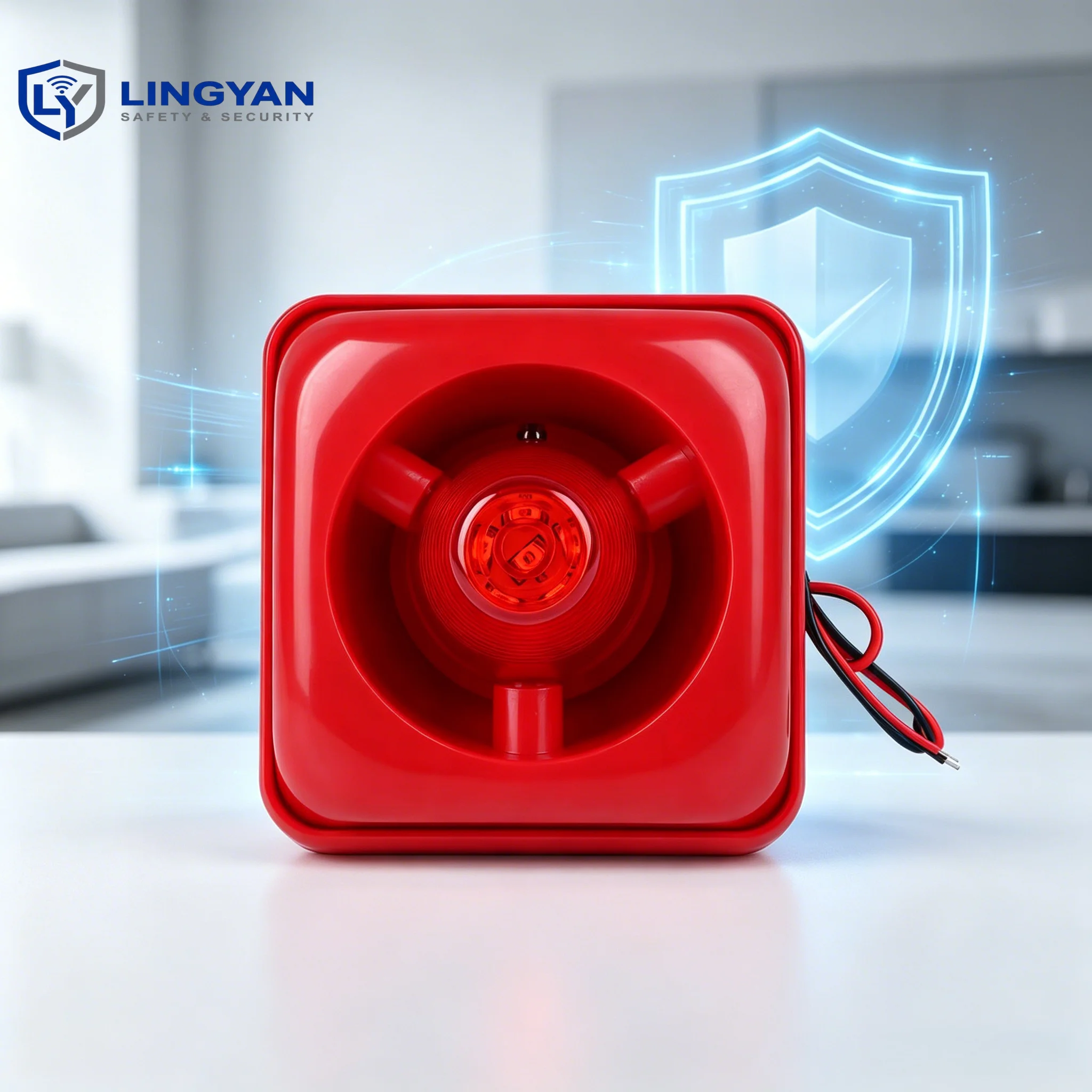 DC 12V 24V Warning Siren, 115dB sound & LED strobe, 107 model buzzer for fire alarm and safety protection