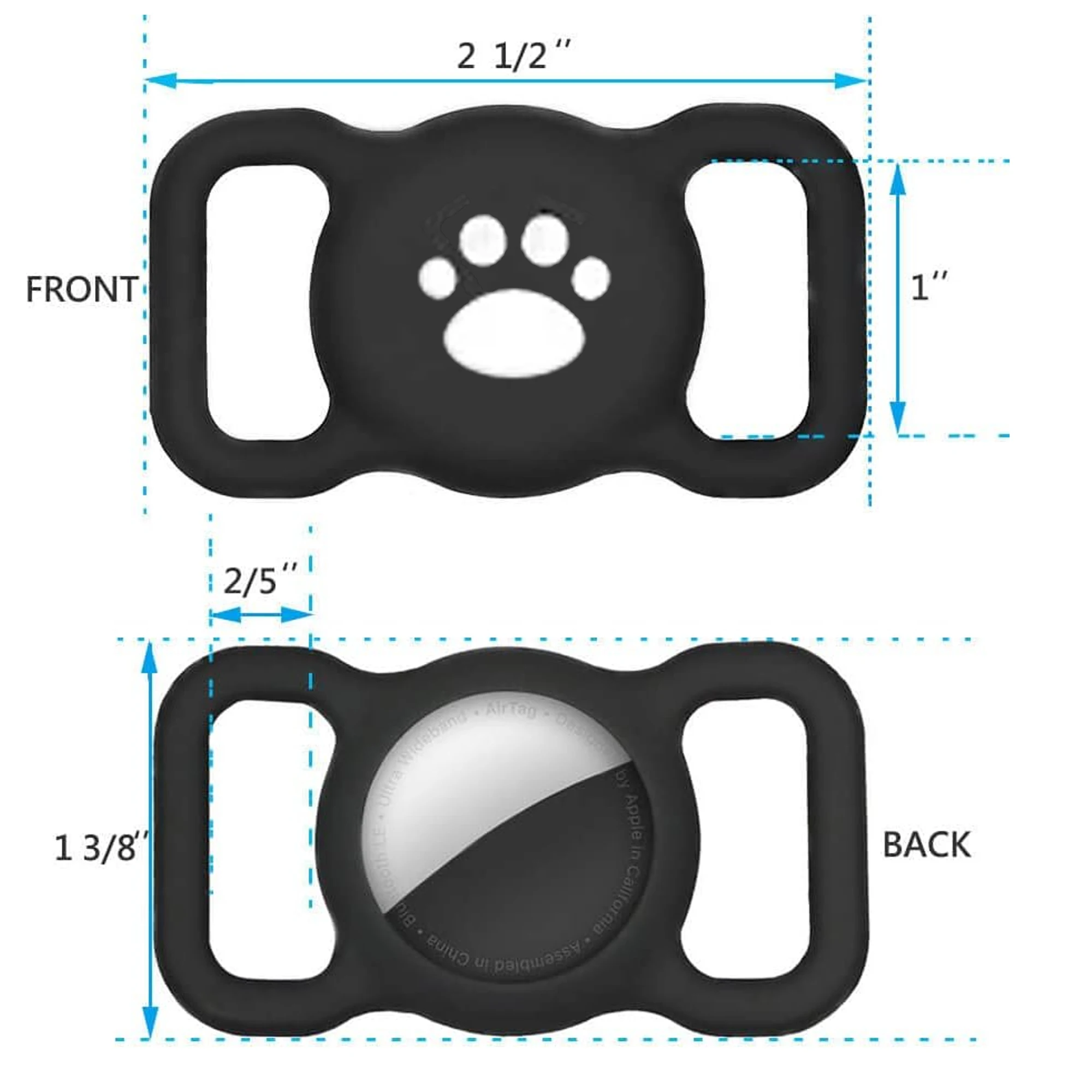 Cat Collar Airtag Holder,Elastic Silicone Air Tag Holder for Puppy Dogs Cats Kitten, Light and Durable Holder with Slide-On Loop