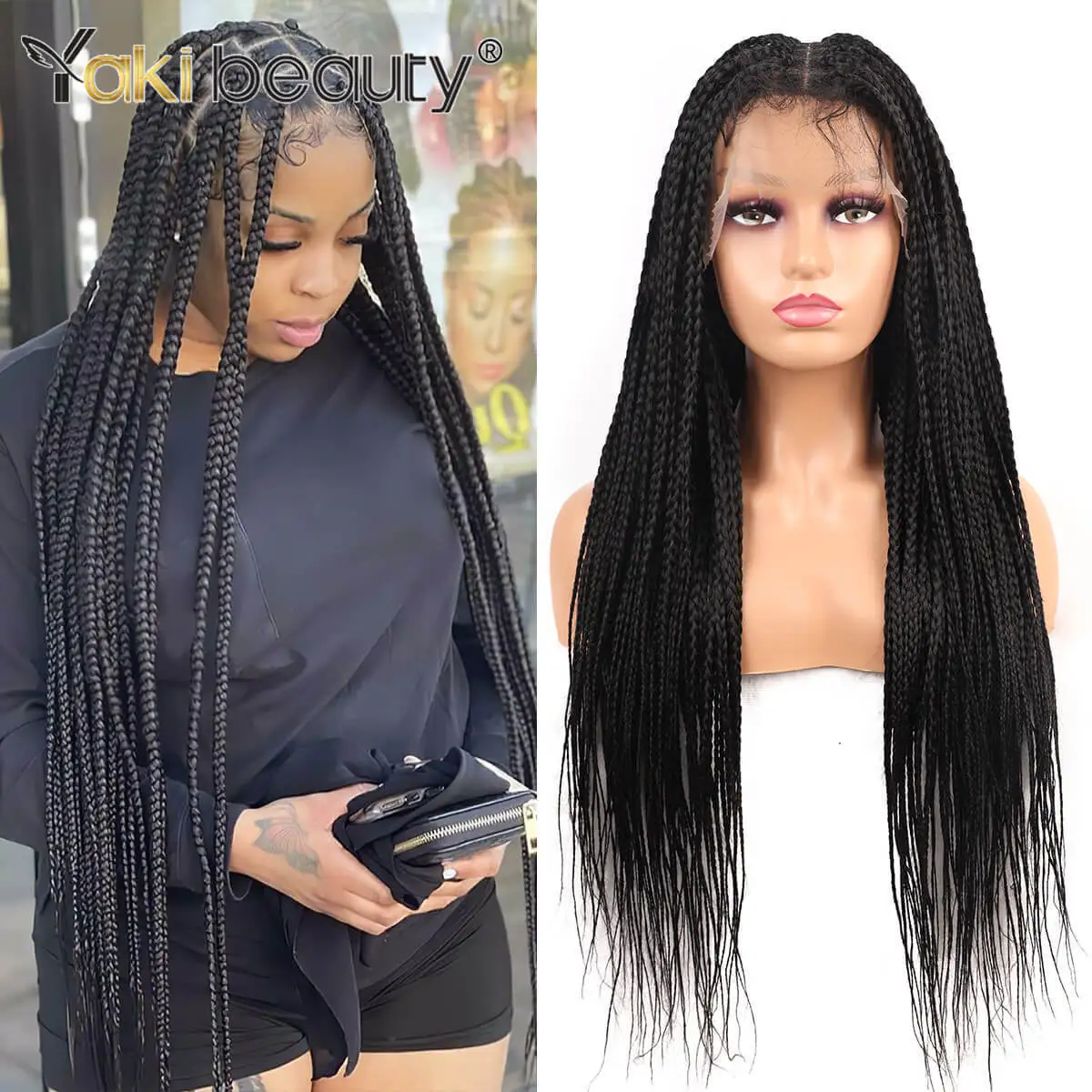 

Synthetic Full Lace Wig Braided Wigs Crochet Box Wig Braid 32 Inches Braiding Hair Knotless Box Braids Wigs For Black Women