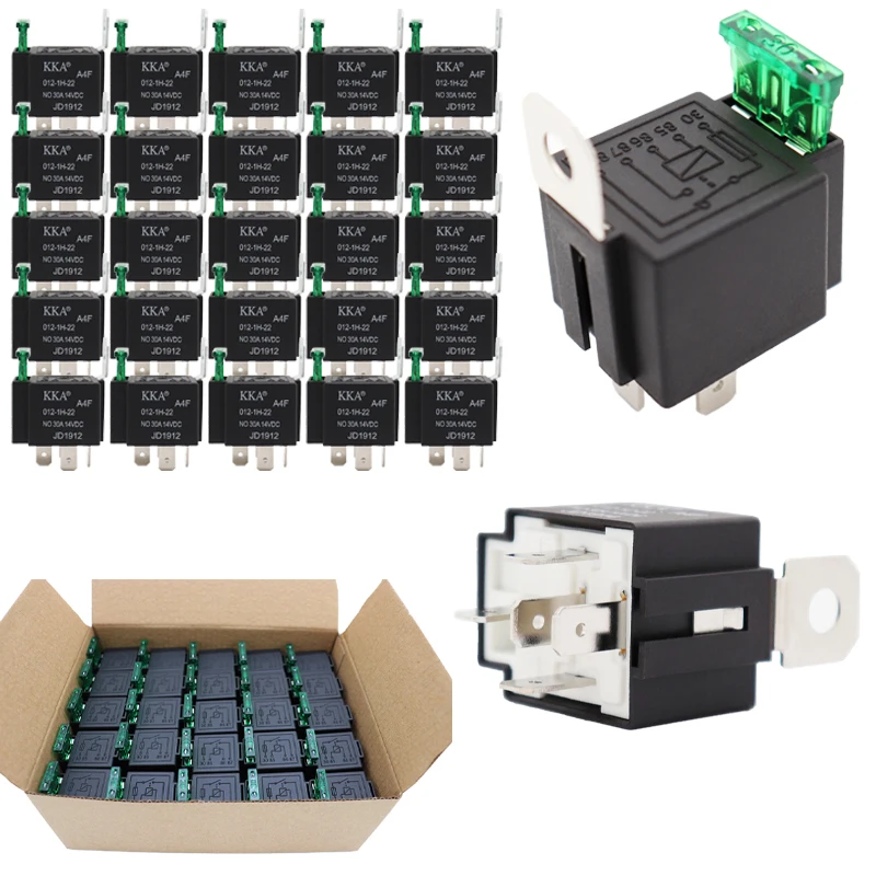 [25pcs/Box]KKA-A4F 30A Automotive Fuse Relay 12V/24V 4pin/5pin for Car Motor Boat Auto Vehicle