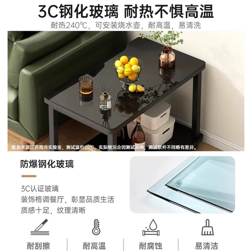 Movable sofa office light luxury glass coffee table reception room special small table