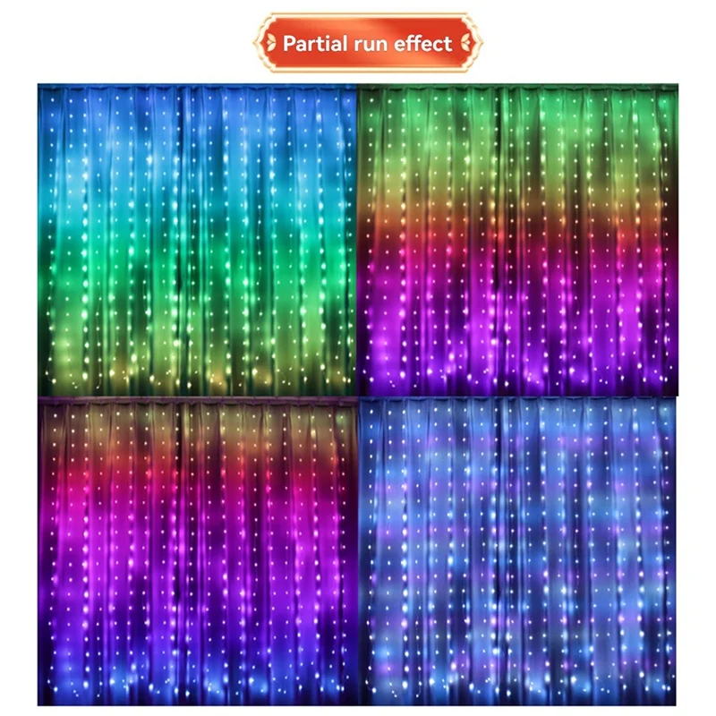 400 LED Smart Curtain Lights With App&Remote Control Customizable Displays For Indoor/Outdoor Wall Backdrops EU Plug