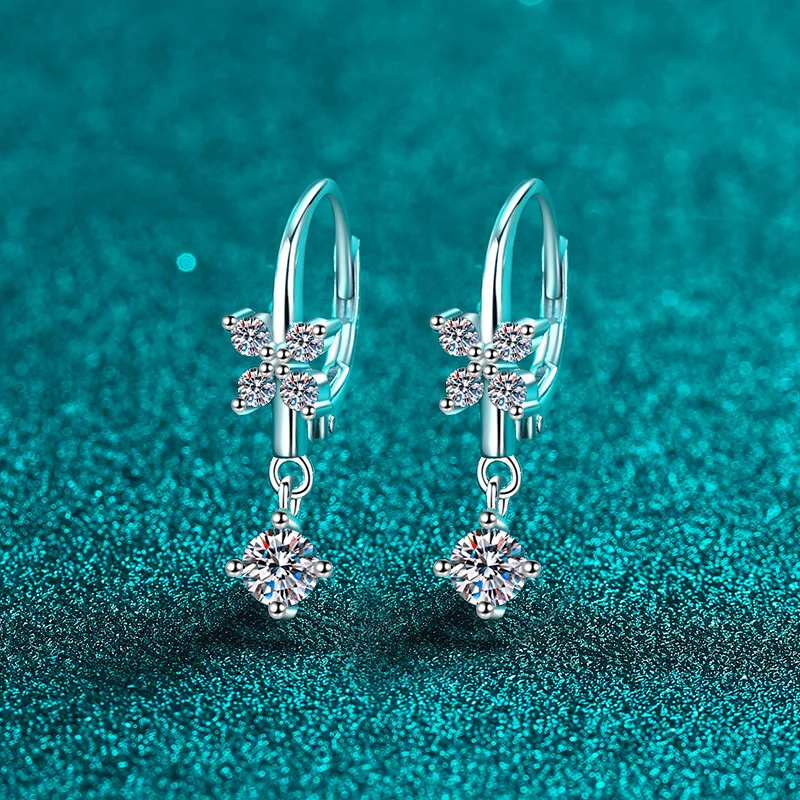 Butterfly Tassel Earrings Women's 0.84CT Moissanite PT950 Platinum - Matte platinum, shiny butterfly tassel, low-key luxury