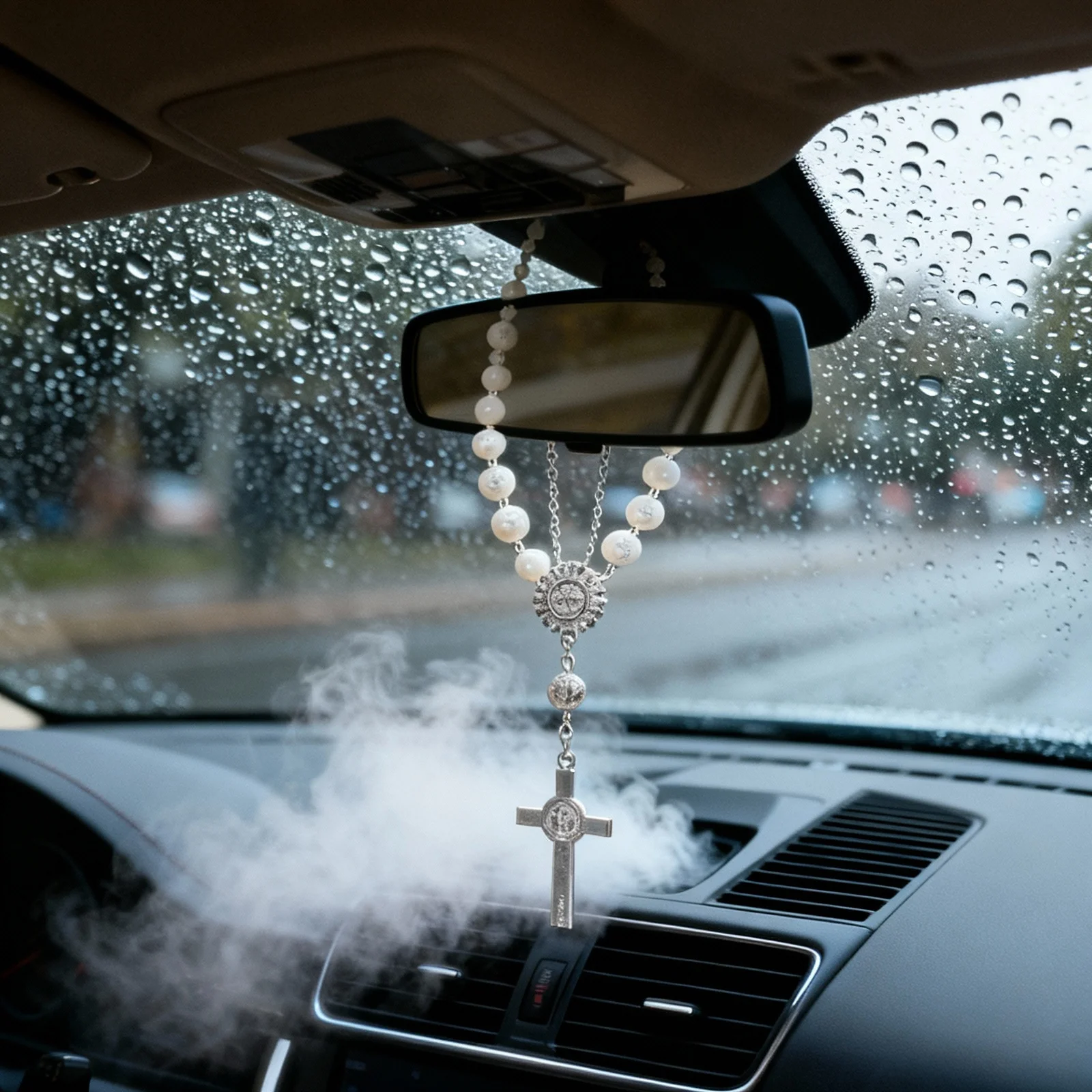 

Interior Rear Mirror Rosary Car Hanging Accessories Ornament Pendant Charm for Rearview