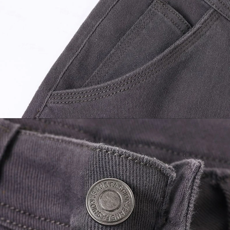 2025 hommes Smart décontracté mi-hauteur jean mâle ample droite élasticité Denim pantalon haut de gamme mode argile-jaune pantalon