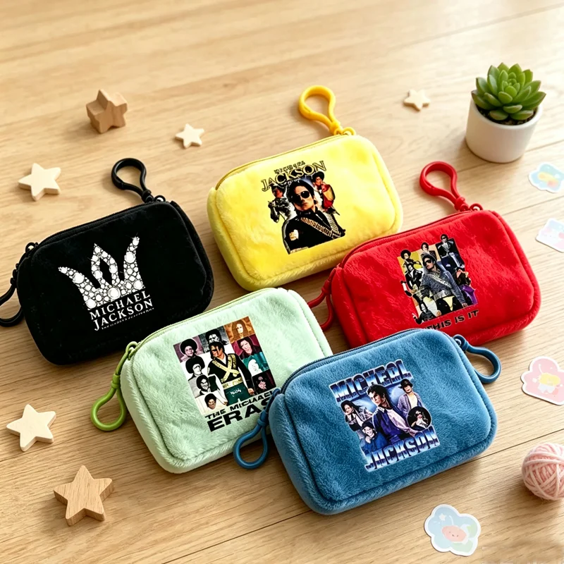 2026 Michael Jackson Fashion Coin Pouch Women Men Hip Hop Clutch Bag MJ Retro Pattern Wallet Portable Wallets Party Gift New