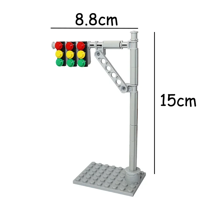 Diy tijolo brinquedos cidade moc acessórios semáforo luz de rua pós caixa telefone pólo bloco alavanca blocos de construção modelos