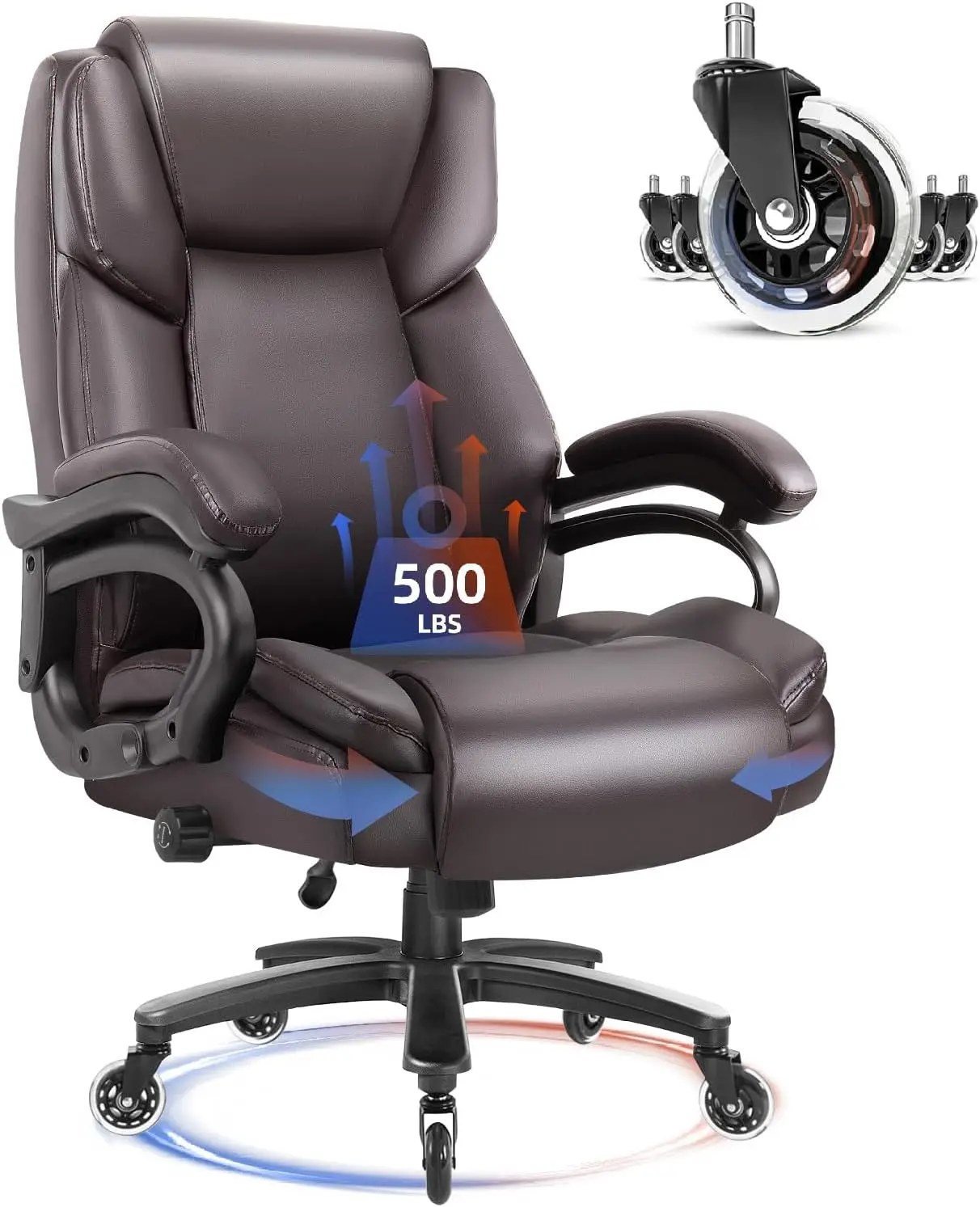 

500lbs Big and Tall Office Chair, Heavy Duty Chair for Heavy People, Adjustable Ergonomic Lumbar Support Executive Chair