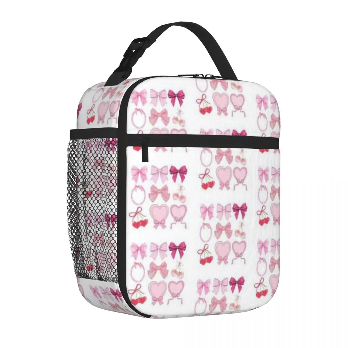 Bestselling Pink Bows Hearts Set Embossed Food Tote Bag Auto Travel Thermal Tote