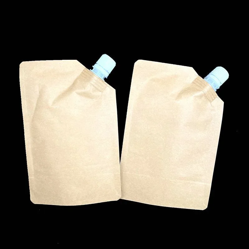 50pcs Kraft Paper Refillable Spout Pouch 500ML For Coffee Milk Honey Liquid Portable Packaging Storage Bag Large Capacity