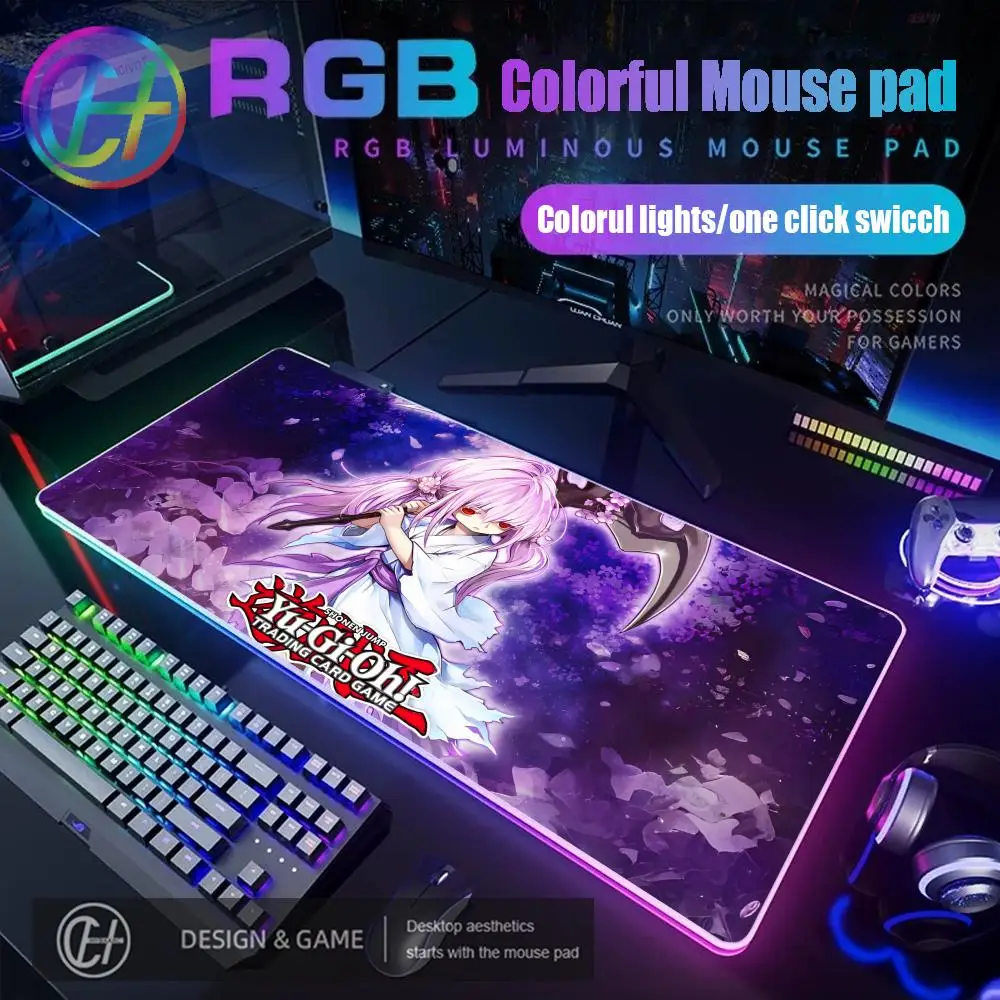 

Игровой коврик для мыши HYBXAXC Fallen of Albaz Blazing Y-Yu-Gi-Oh RGB, настольный коврик для геймеров, HD, большой, со светодиодной подсветкой, XXL 90X40