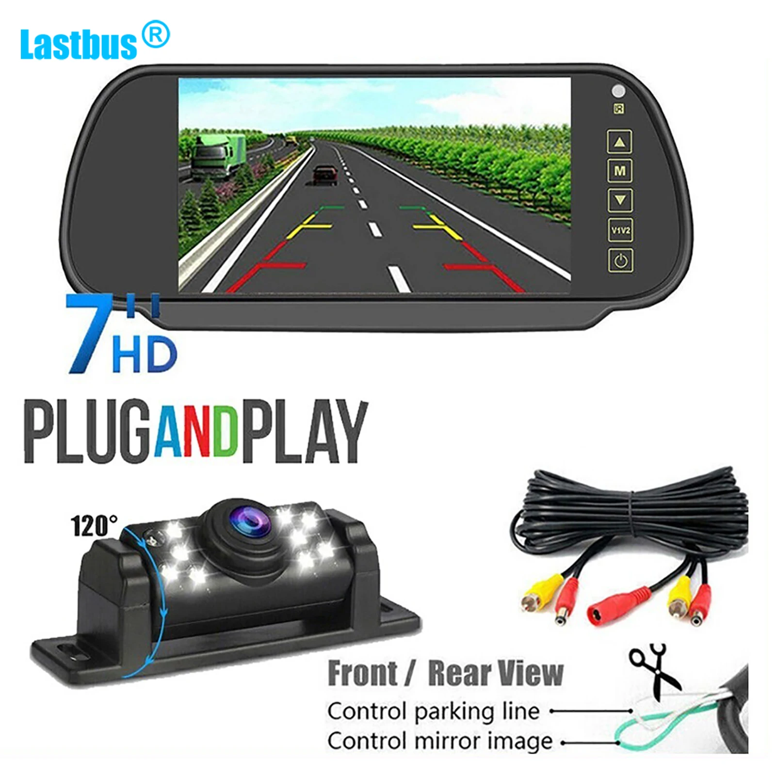

Lastbus Parking Car Rear View Kit 7" LCD Mirror Monitor + 9 LED IR Night Vision Reversing Camera For Car Truck Caravan Trailer
