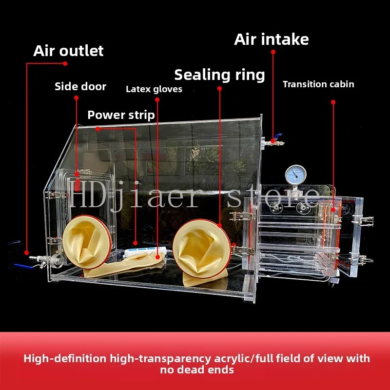 

Vacuum acrylic glove box, dust-free laboratory work box model can be customized