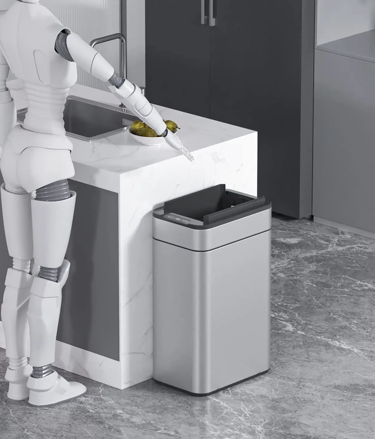 Kitchen Trash Can 60 Liter / 16 Gallon Automatic Trash Can with Butterfly Lid, Motion Sensor Garbage Can for Kitchen, Office, Li