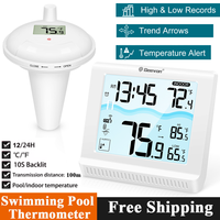 Wireless Floating Pool Thermometer Easy Read Digital Pool Thermometer Waterproof  with Indoor Temperature Humidity Monitor