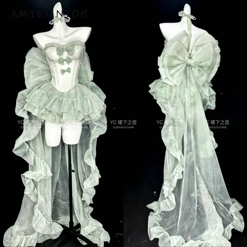 

Elegant Fairy Style Atmosphere Princess Dress New Year Evening Dresses High-end Off-shoulder Fishbone Strapless Top Puffy Skirt