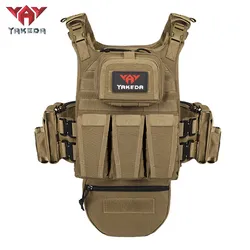 YAKEDA  Quick Release MOLLE  Tactical Vest Protect Plate Carrier 1000D Polyester Hunting Combat Vest With Hydration Carrier Bag