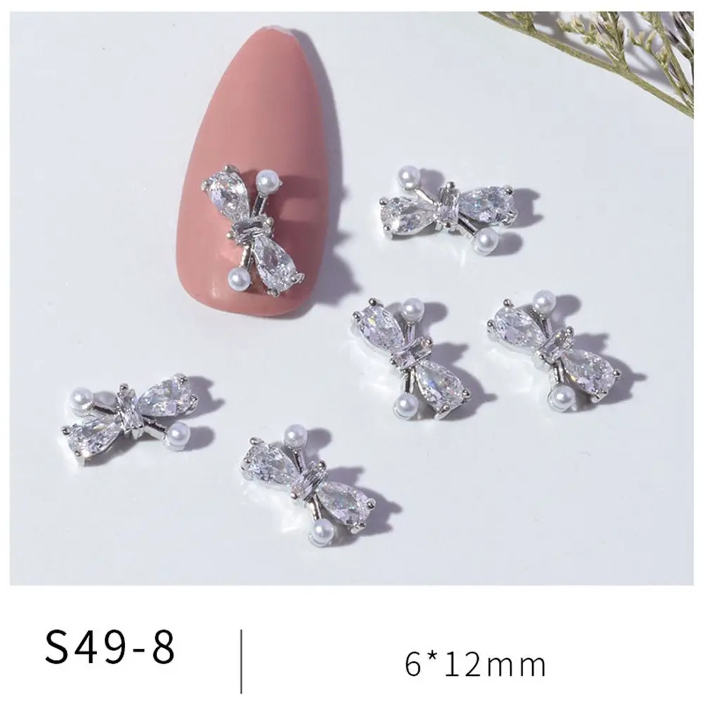 

Butterfly Manicure Accessories Heart Bow Nail Rhinestones Heart Nail Zircon Jewelry Alloy Pendant Chain Nail Art Decorations