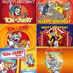 Tom Cat i Jerry Mouse Cartoon Animation Theme Birthday Party Background Decoration Kids Gift Baby Shower Photography Props