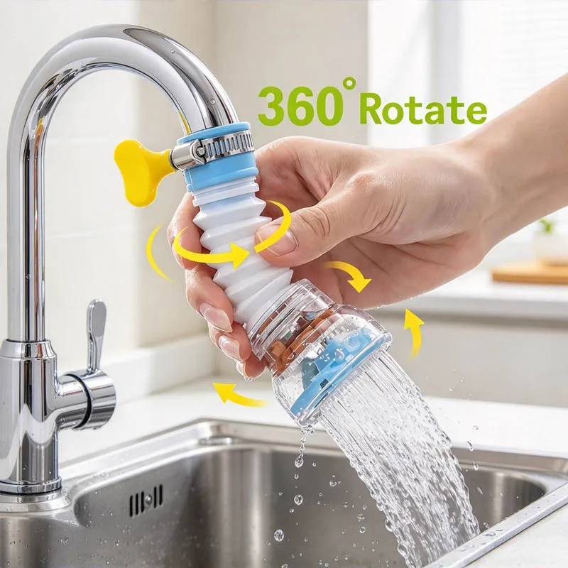 1-20PCS Rotate Extend Kitchen Faucet Anti Splashing Filter Home Universal Water Multifunction Wash Basin Nozzle Sink Tap