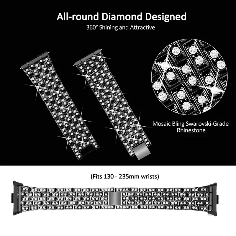 สําหรับ Redmi นาฬิกา 4 เพชรโลหะสร้อยข้อมือสําหรับ Xiao mi mi Band 9 Pro นาฬิกา Correas reloj สําหรับ xiaomi mi band 8 pro Watchband
