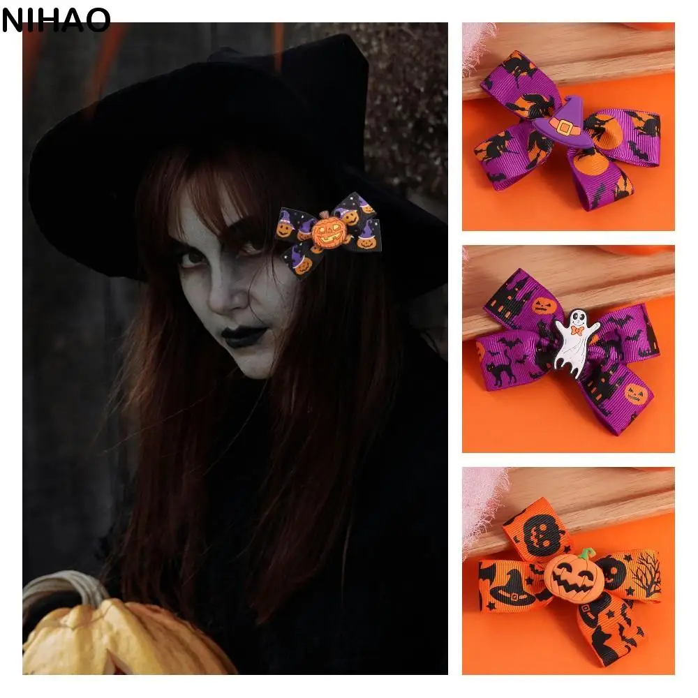

Hair Accessories Ghost Halloween Bow Hair Clip Funny Hairpin Pumpkin Hairpin Creativity Eyeball Bat Duckbill Clip Cosplay