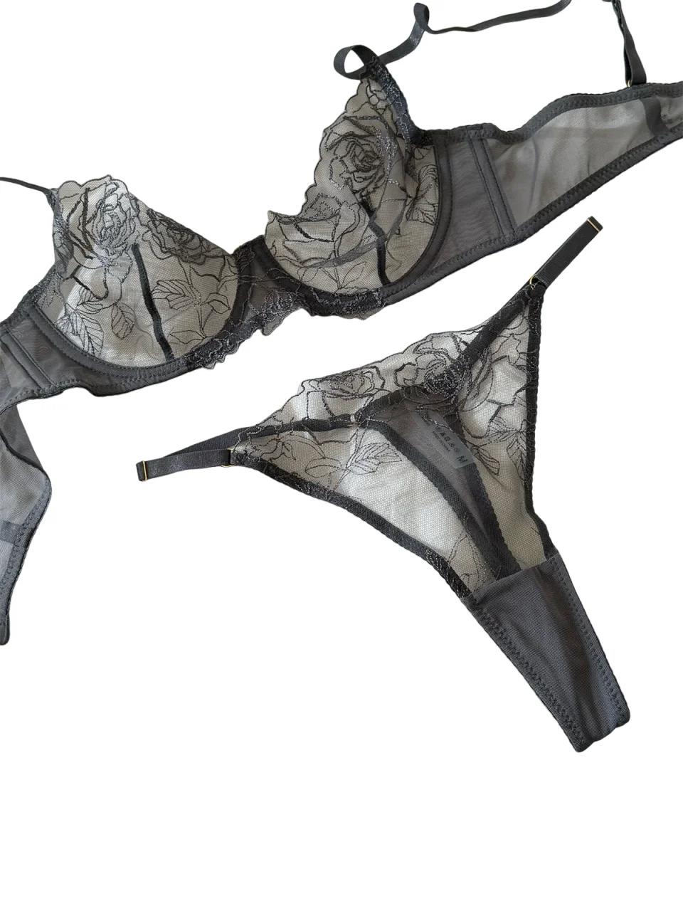 

KUCLUTembroidered flowers mesh lingerie briefs thin section large breasts underwear set sexylace bra breathable laideis bralette