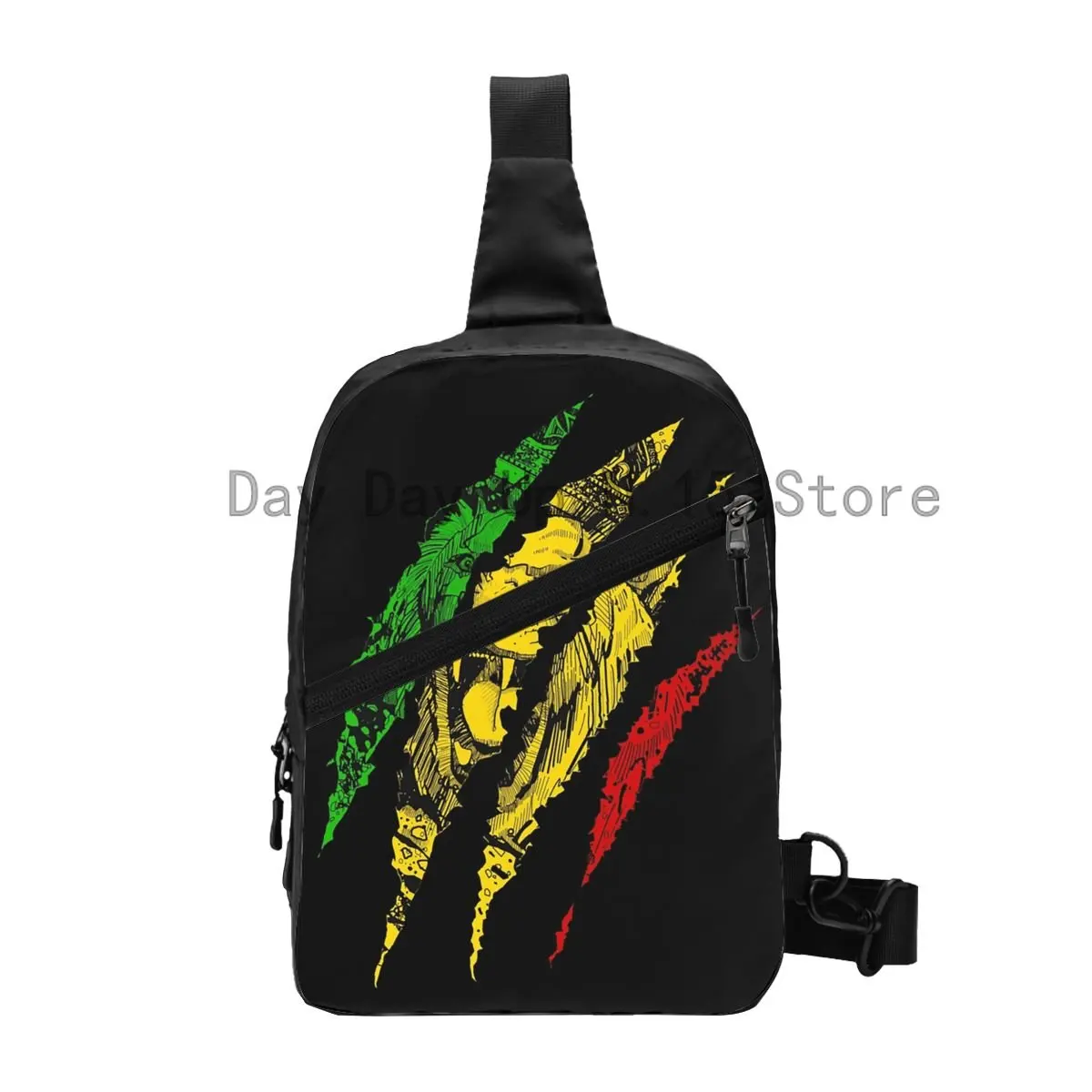 Warrior Lion Of Judah King Rasta Reggae Jamaica Roots Sling Chest Bag Crossbody Shoulder Backpack for Men Travel Hiking Daypack