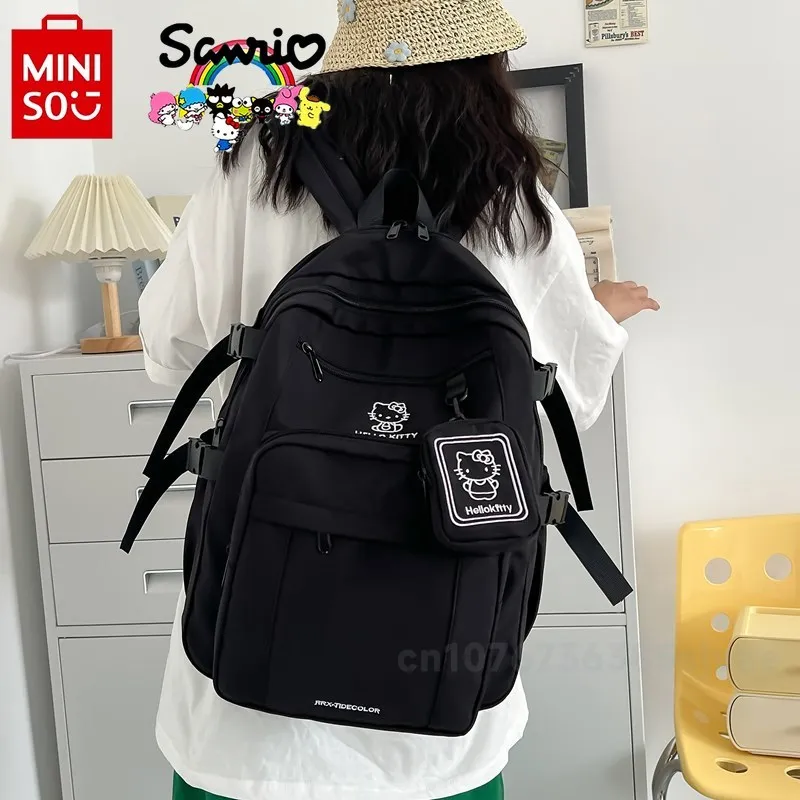 Sanrio Women's Backpack Fashion High Quality Girls Multi Functional Backpack Solid Color Casual Large Capacity Student Backpack