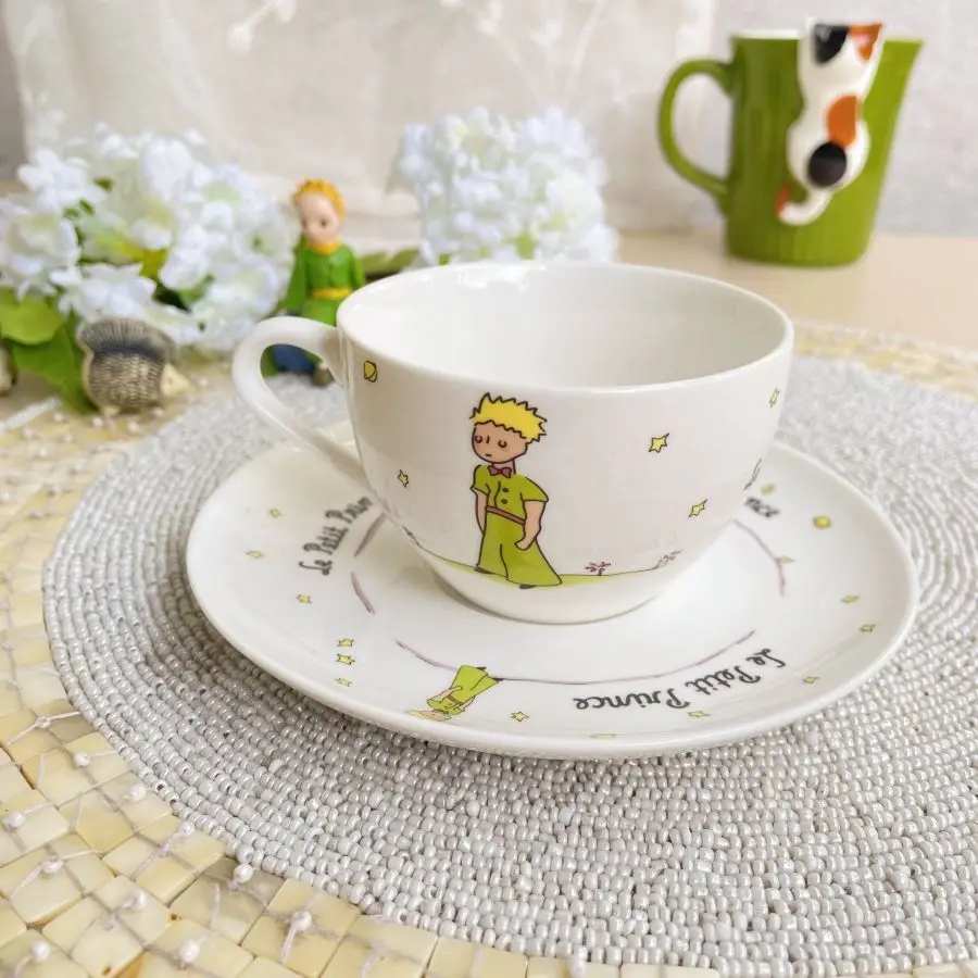 

Cartoon Coffee Mugs Plate Set, French Double-sided Pattern Ceramic Mug, High-value Breakfast Milk Cups, Christmas Gift Tea Cup