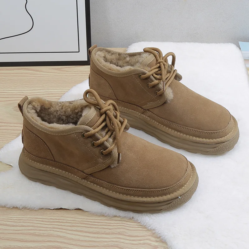 

Зимняя мужская обувь, зимние ботинки, модные теплые меховые ботинки 2024, повседневная уличная походная обувь на платформе, роскошные мягкие женские зимние ботинки до щиколотки