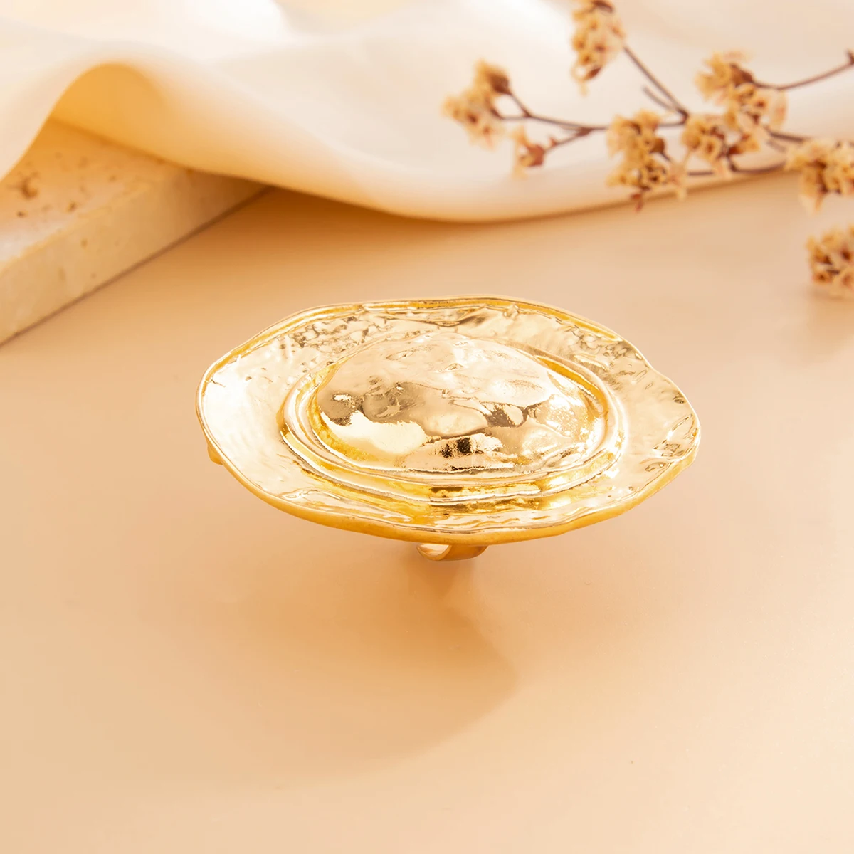 PuRui 2026 exagéré couleur or rond anneaux ouverts pour les femmes à la mode créatif réglable bague quotidienne fête Banquet bijoux