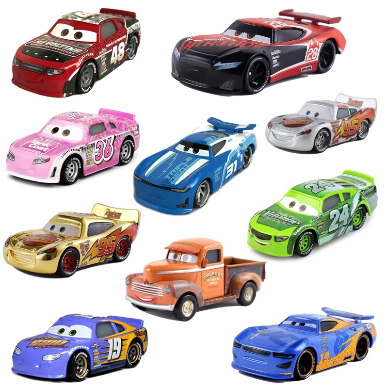 Car 2 Disney Pixar Cars 3 Lightning McQueen Jackson Storm Mater 1:55 Diecast Metal Alloy Car Model Toys For Boys Birthday\'s Gift