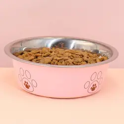 Supet Dog Bowl, Dog Water Bowl with Non-Slip Rubber Base, Metal Insulated Stainless Steel Dog Bowls, Double Wall Dog Bowl