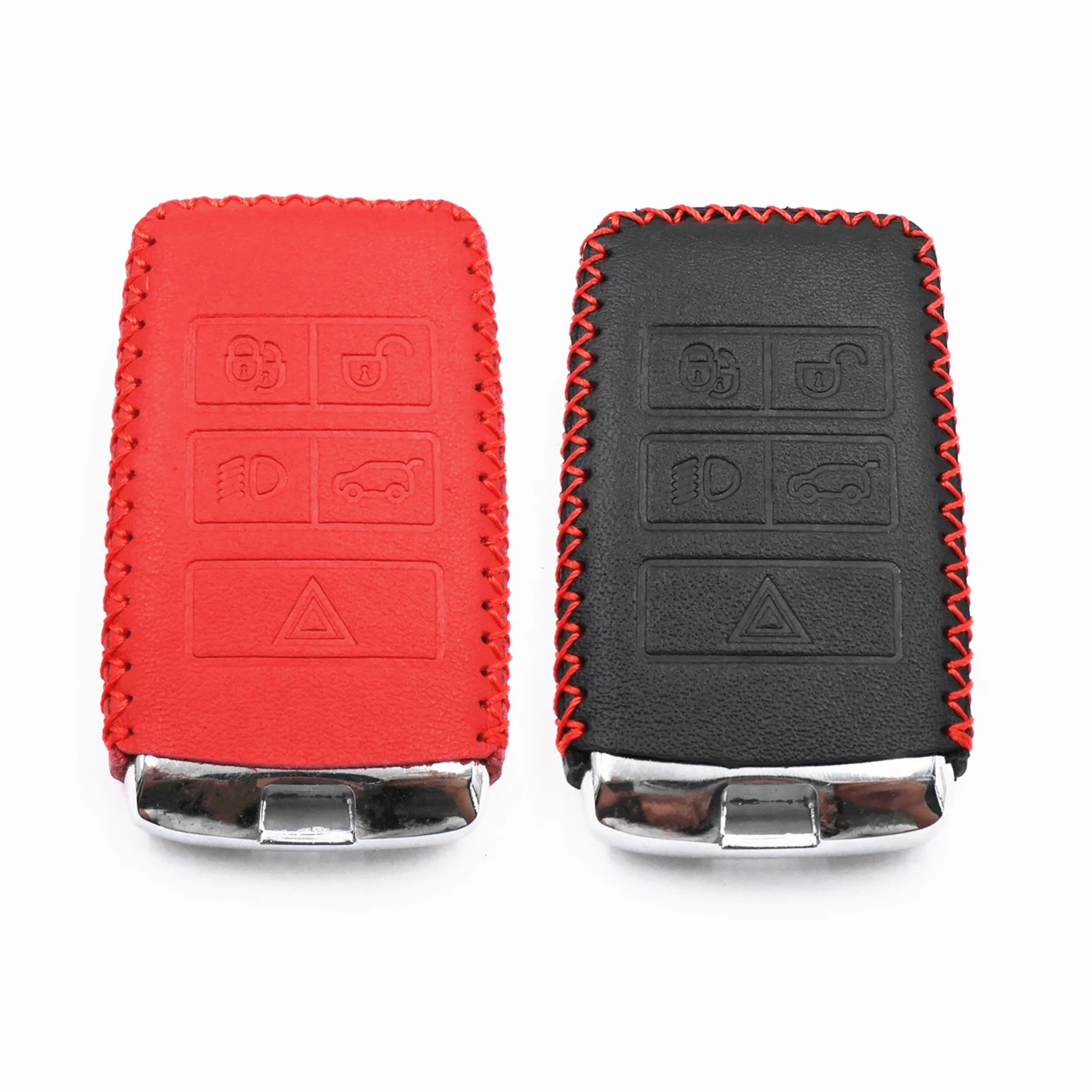 

WFMJ 2Pcs Black Red Leather for Land Rover Range Rover Evoque Discovery Sport 2022 2023 2024 5 Buttons Remote Key Fob Case Cover