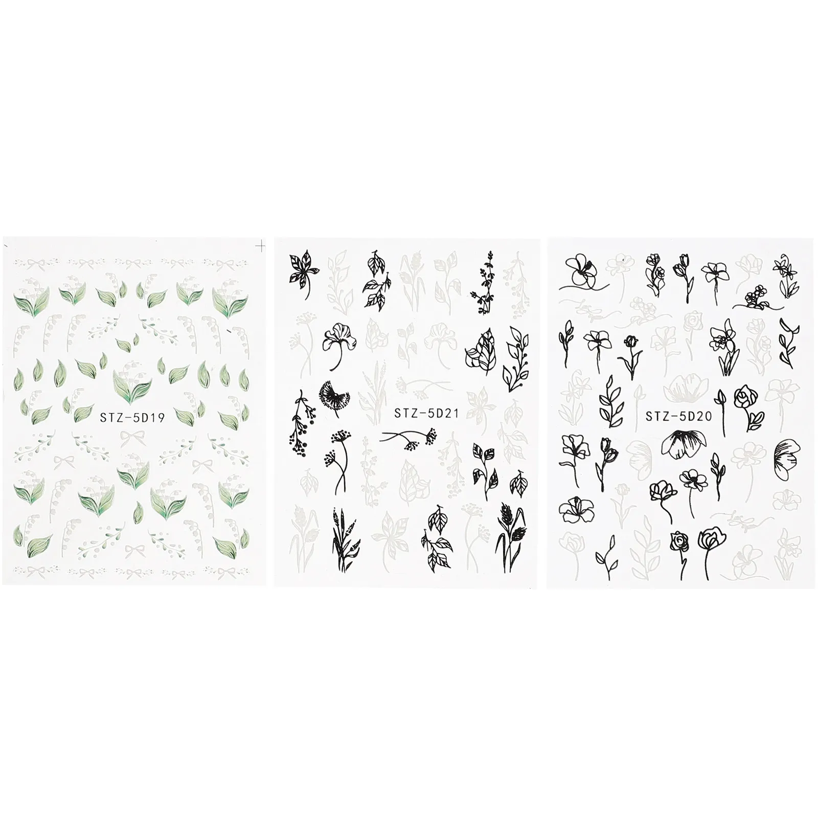 

5D объемные наклейки с цветочным узором, самоклеящиеся декоративные элементы для маникюра, 3D украшения, принадлежности для ногтей, аксессуары для маникюра