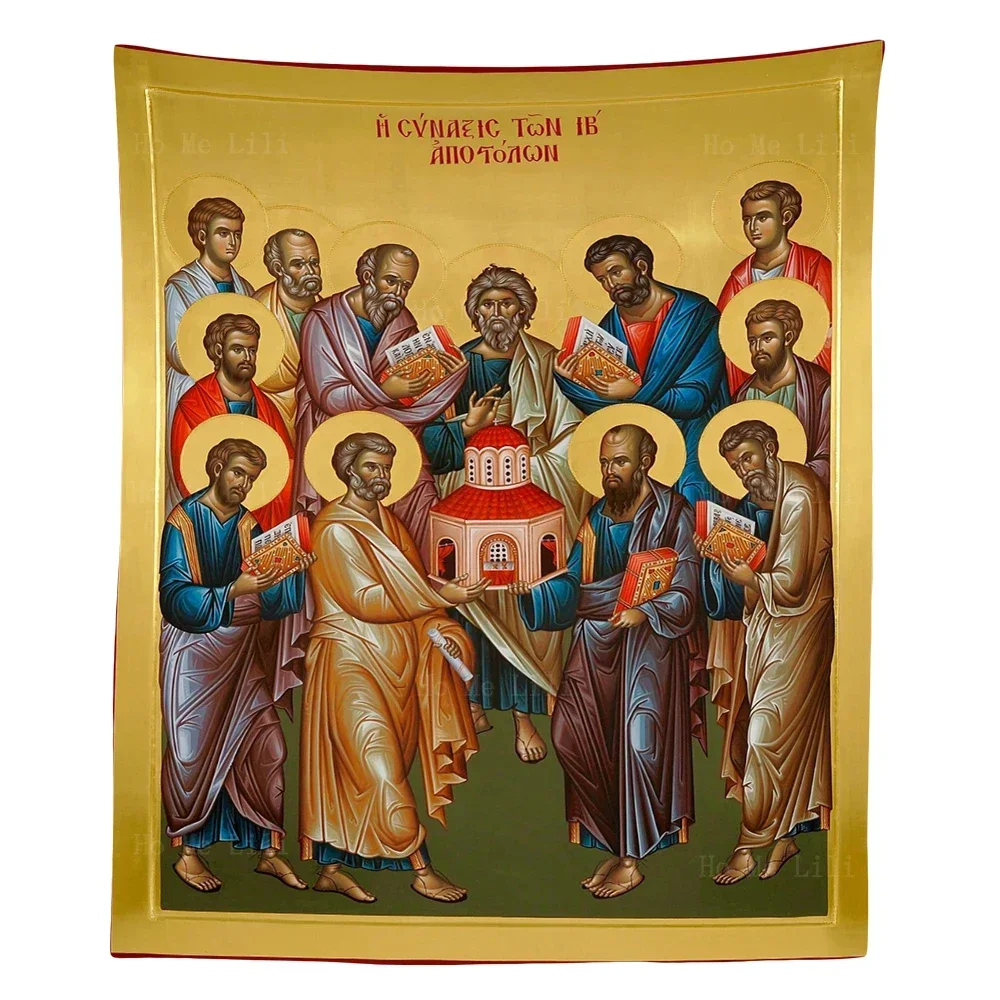 Tapiz con icono del Príncipe Sagrado Vladimir de Kiev St Nicholas de Ho Me Lili para decoración de sala de estar, la reunión de doce apóstoles
