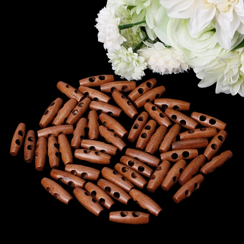 50 ชิ้นไม้สลับปุ่ม 2 หลุม 30 มิลลิเมตรเย็บเสื้อเสื้อผ้าอุปกรณ์เสริมหัตถกรรม