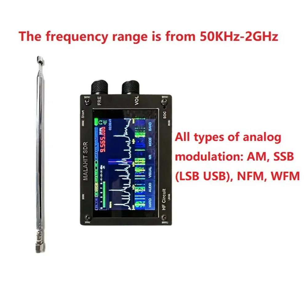 Malachite SDR PRO 3.5 pollici Touch Screen Radio 50KHz-2GHZ Full Band Aviation Band DSP SDR ricevitore con Antenna