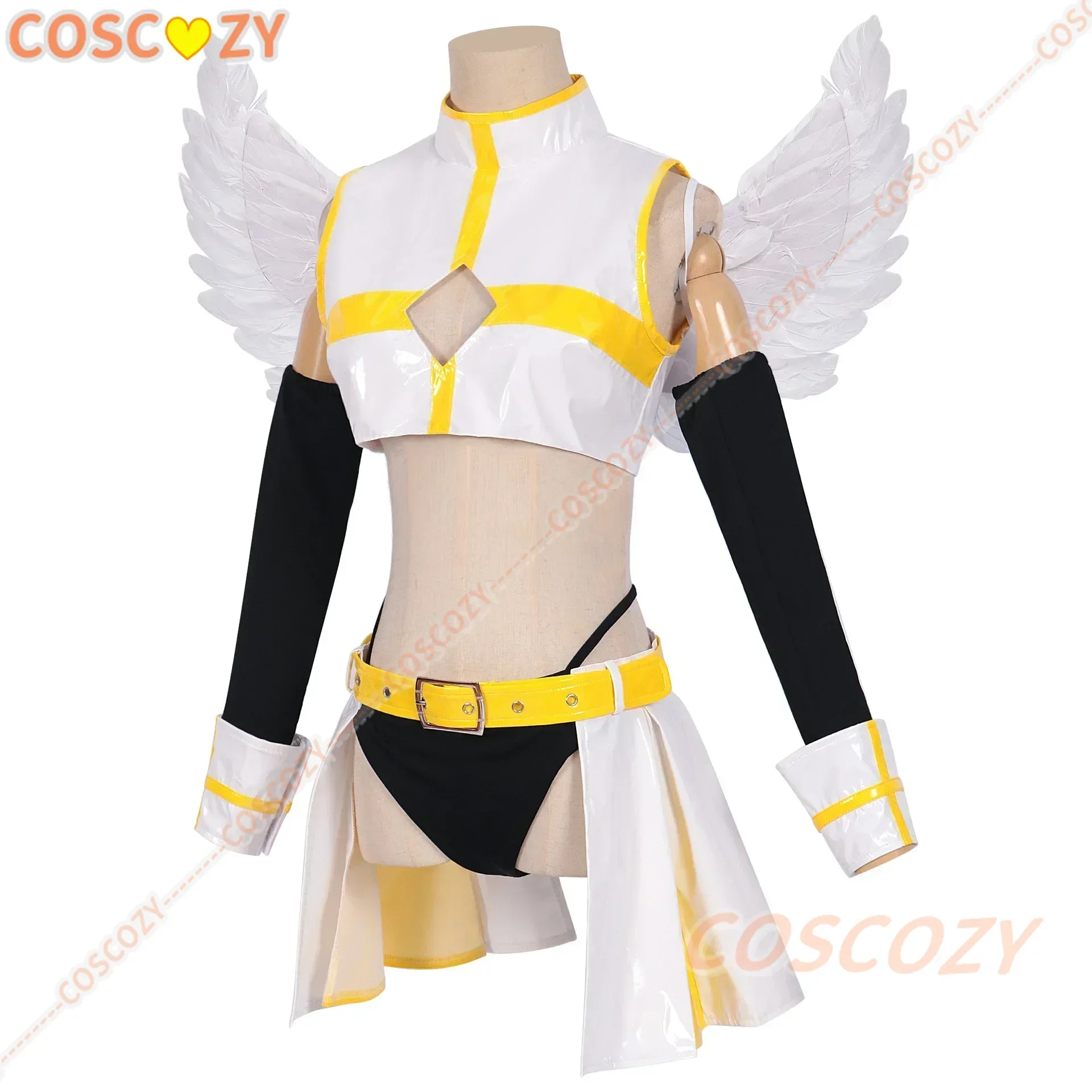 Anime 2.5 Dimensional Seduction Ariel Aria Kisaki Cosplay Costume White Wings Sexy Leather Latex Skirt Woman Girl Lovely Skirt