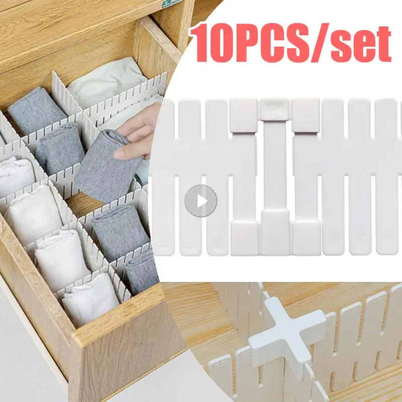 10Pcs/Lot Drawer Partition Accessories Extension Buckle Fixed Clip Drawer DIY Storage Clapboard Divider Sock Underwear Organizer