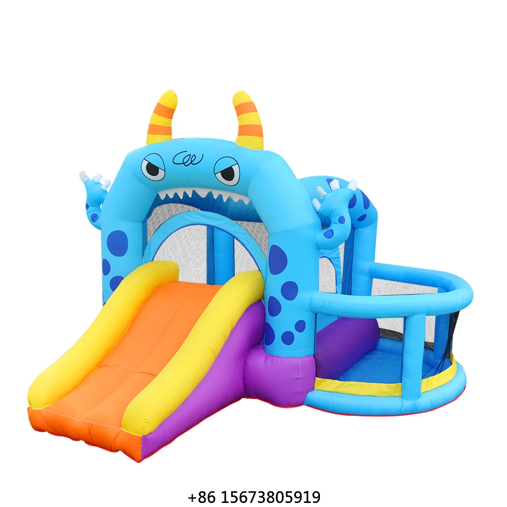 Monster-Theme Indoor/Outdoor PVC Inflatable Slide Trampoline High Safety Standard Home Gardens Parks Kids' Castle 300kg Capacity