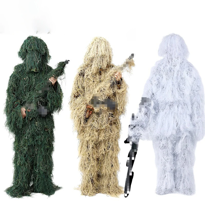 Ghillie Suit Poncho 3D Camouflage Hunting Apparel for Wildlife Photography Military Sniper Airsoft Paintball Halloween - view 4