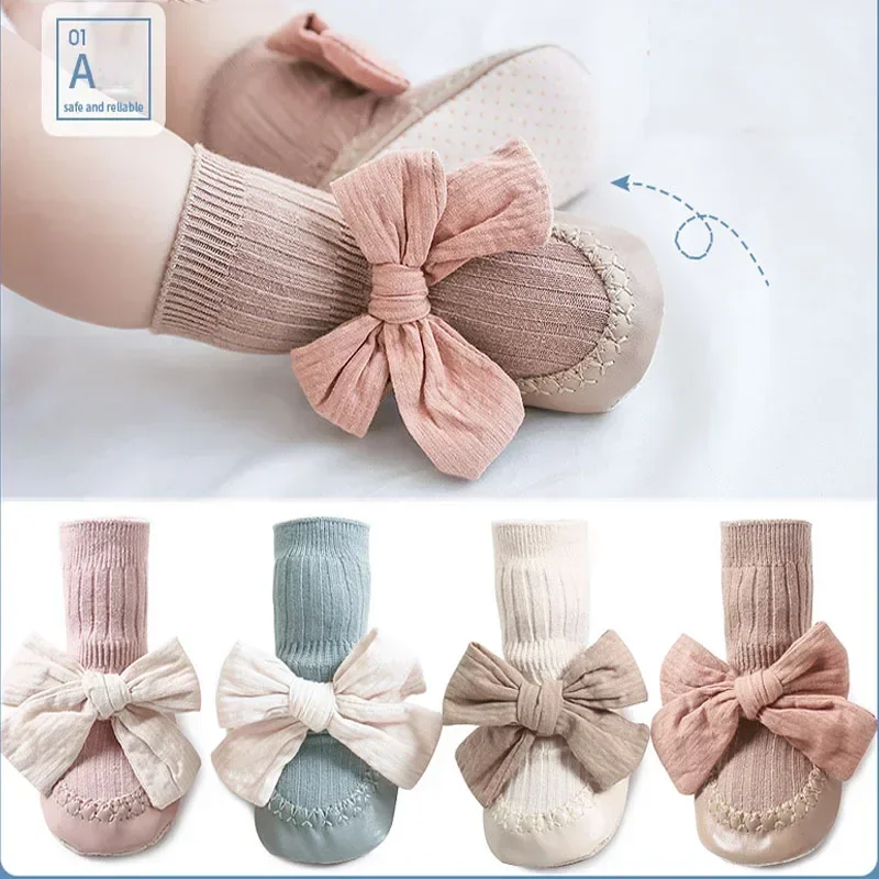 Infant Newborn Baby Anti-Slip Socks For Girls Accessories Toddler Cute Cartoon Floor Stockings Floor Sock Shoes First Walkers