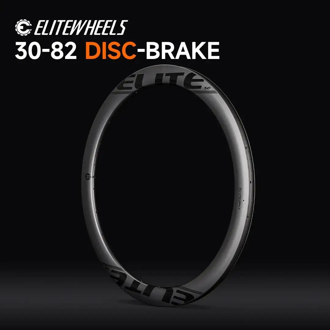 

ELITEWHEELS 700C Carbon Road Bike Disc Brake Rims 30 38 50 55 60 82mm For road racing