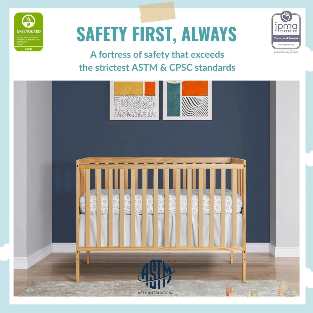 Synergy culla convertibile 5 In 1 In naturale, certificato Greenguard Gold