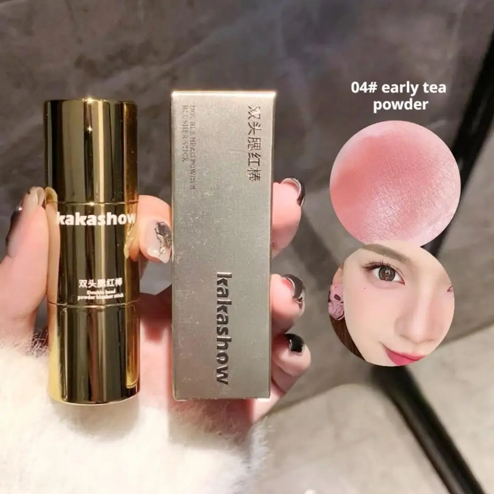 Kakashow 2in1 fard a doppia estremità stick a lunga posa naturale a filo per nessun look di trucco quotidiano altamente pigmentato leggero portatile