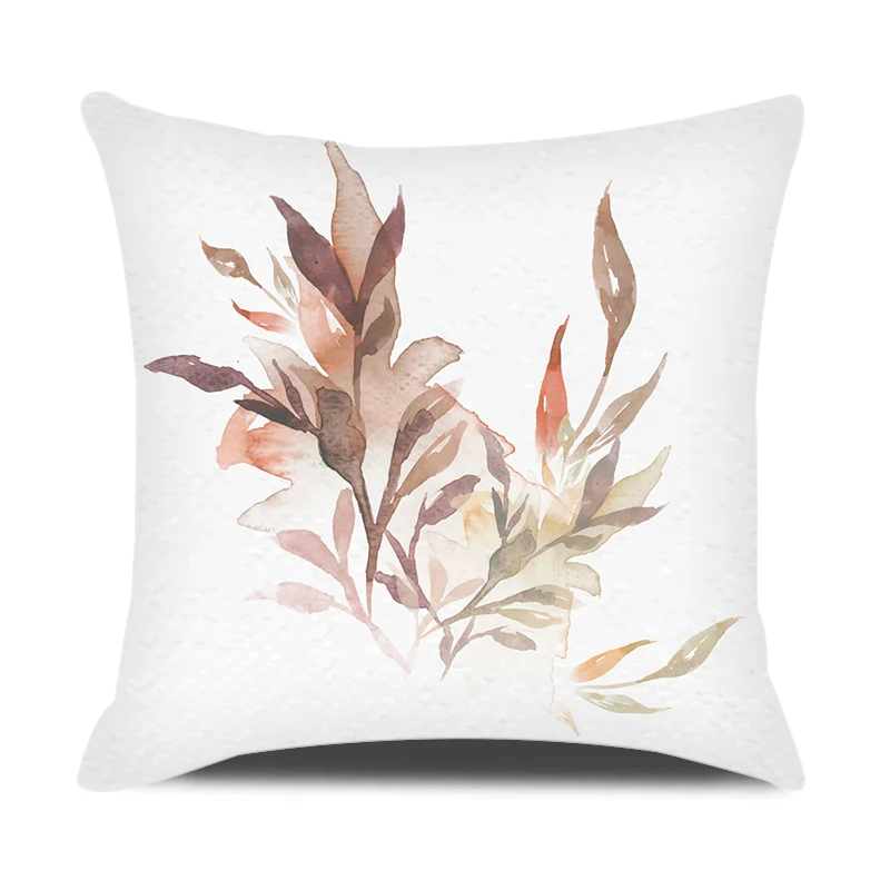 Watercolor Plants Leaves Dandelion Camellia Cushion Cover Summer Decorative Throw Pillows Cover Farmhouse Home Decor Pillowcase