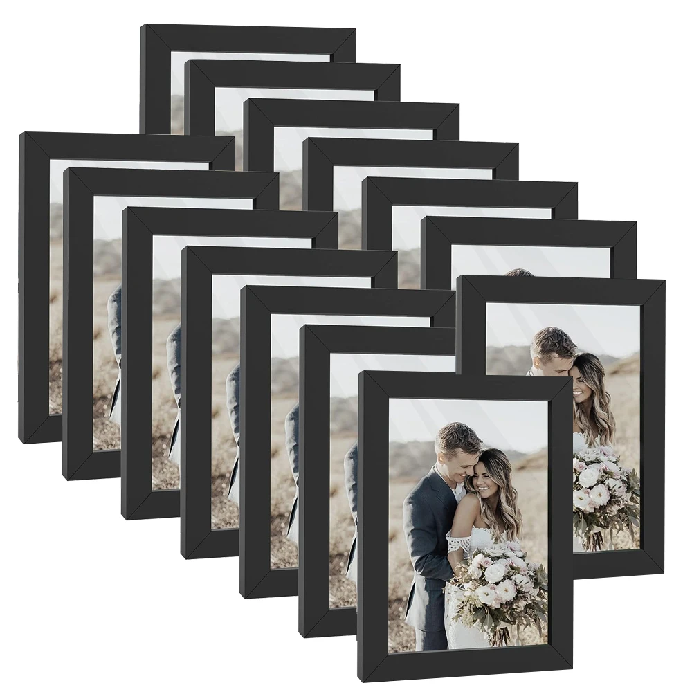 

14pcs 4x6 Inch Picture Frames, Wooden Photo Frames without Mat ,Tabletop or Wall Display for Prints, Paintings, Poster