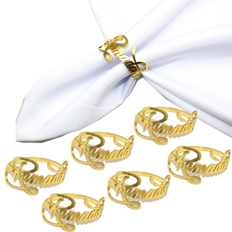 

6Pcs New Ramadan Napkin Rings Metal Gold Bismillah Eid Mubarak Table Napkin Holders Ramadan Decoration 2024 Eid Party Supplies